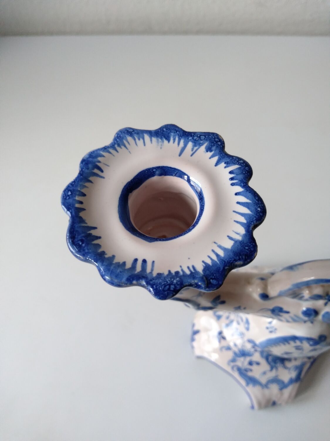 Ceramic chandelier hand-painted with signature