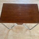 Art Deco pedestal table wood and chrome