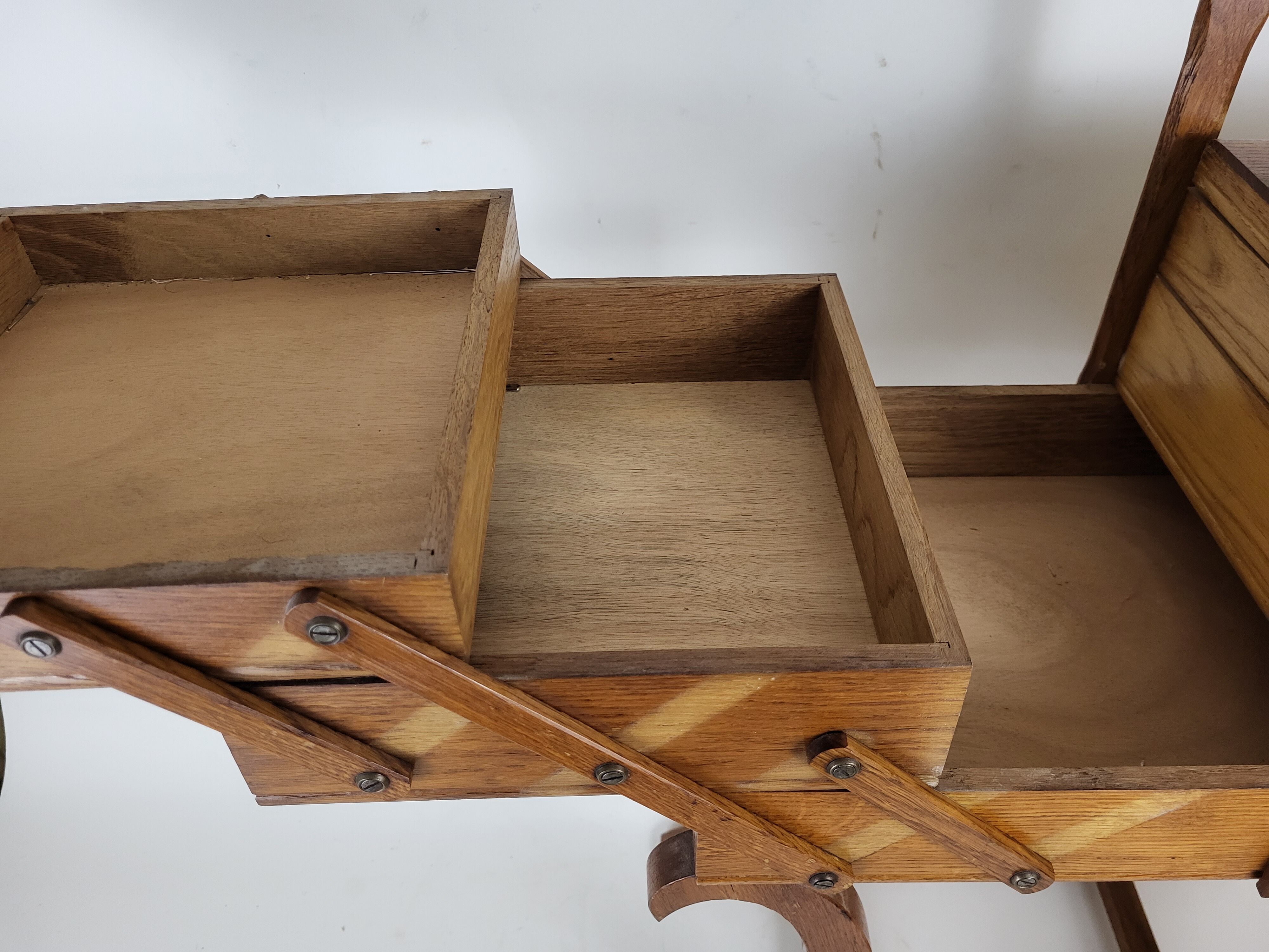 Worker on vintage wooden legs