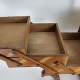 Worker on vintage wooden legs