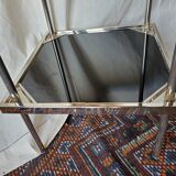 70s black glass and gold metal side table