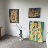 Brushed stainless steel console pedestal 1970