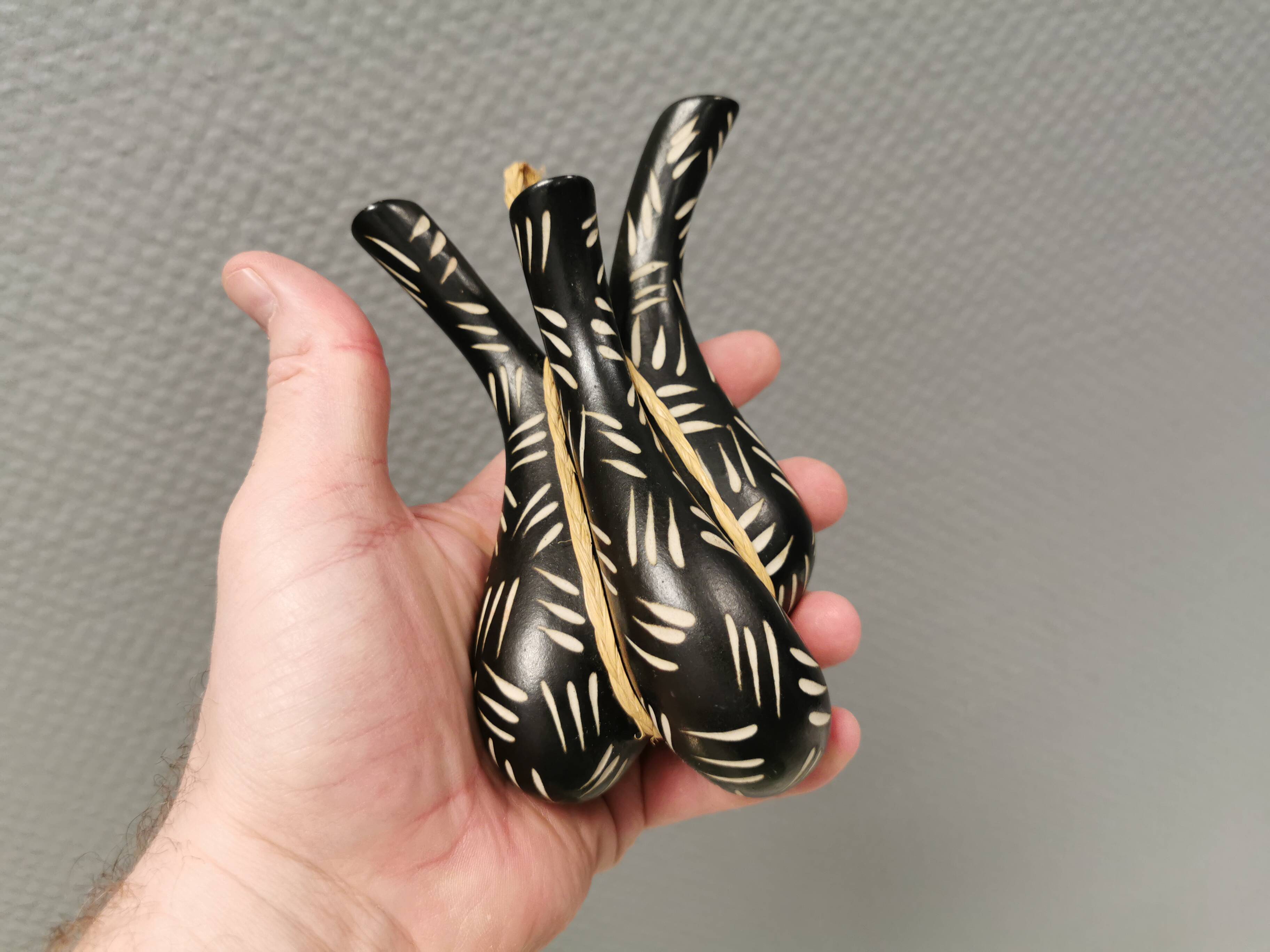 Wall-mounted vase for three small flowers by Loholt ceramics Denmark 70-80s