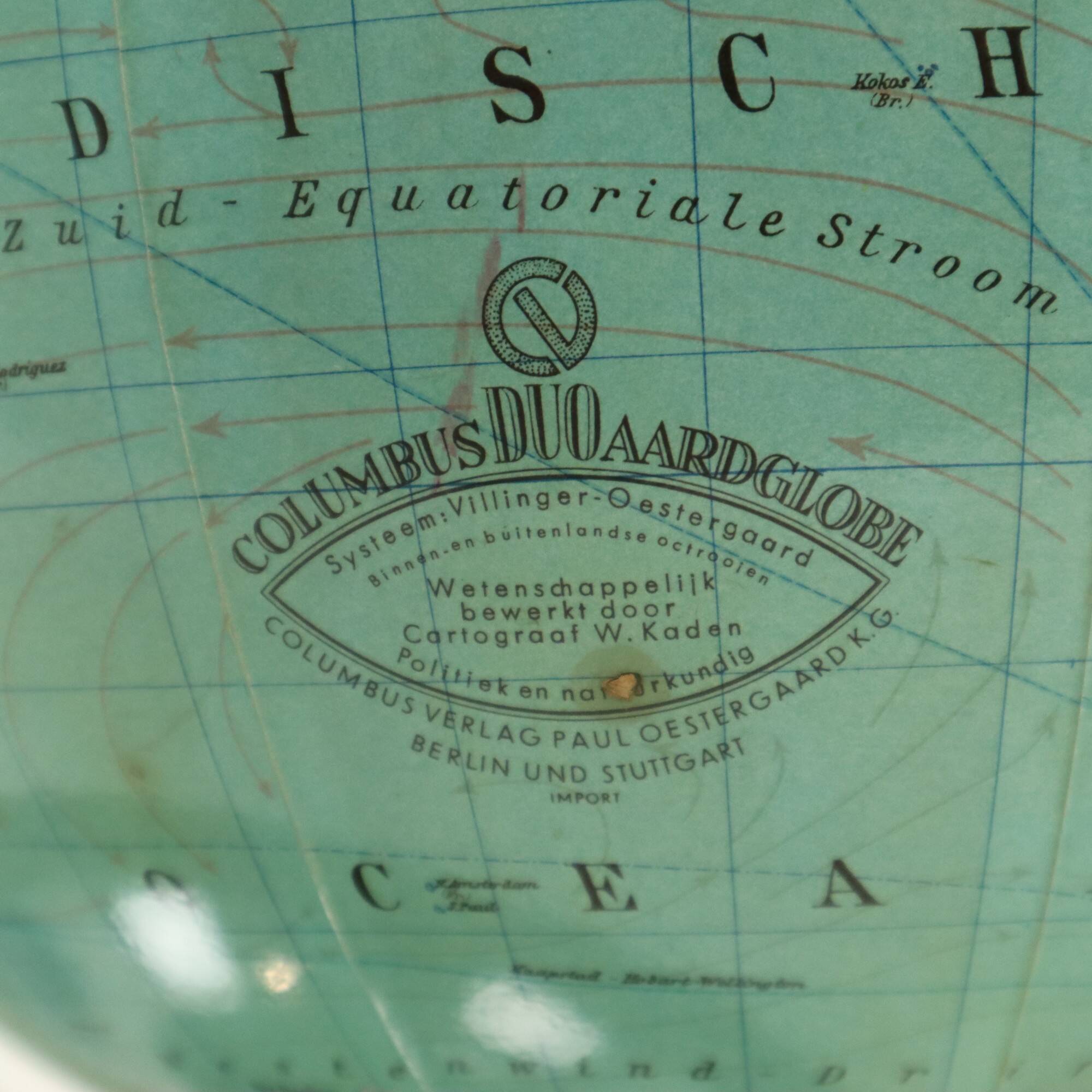 Large Illuminated World Globe Lamp Columbus Fifties