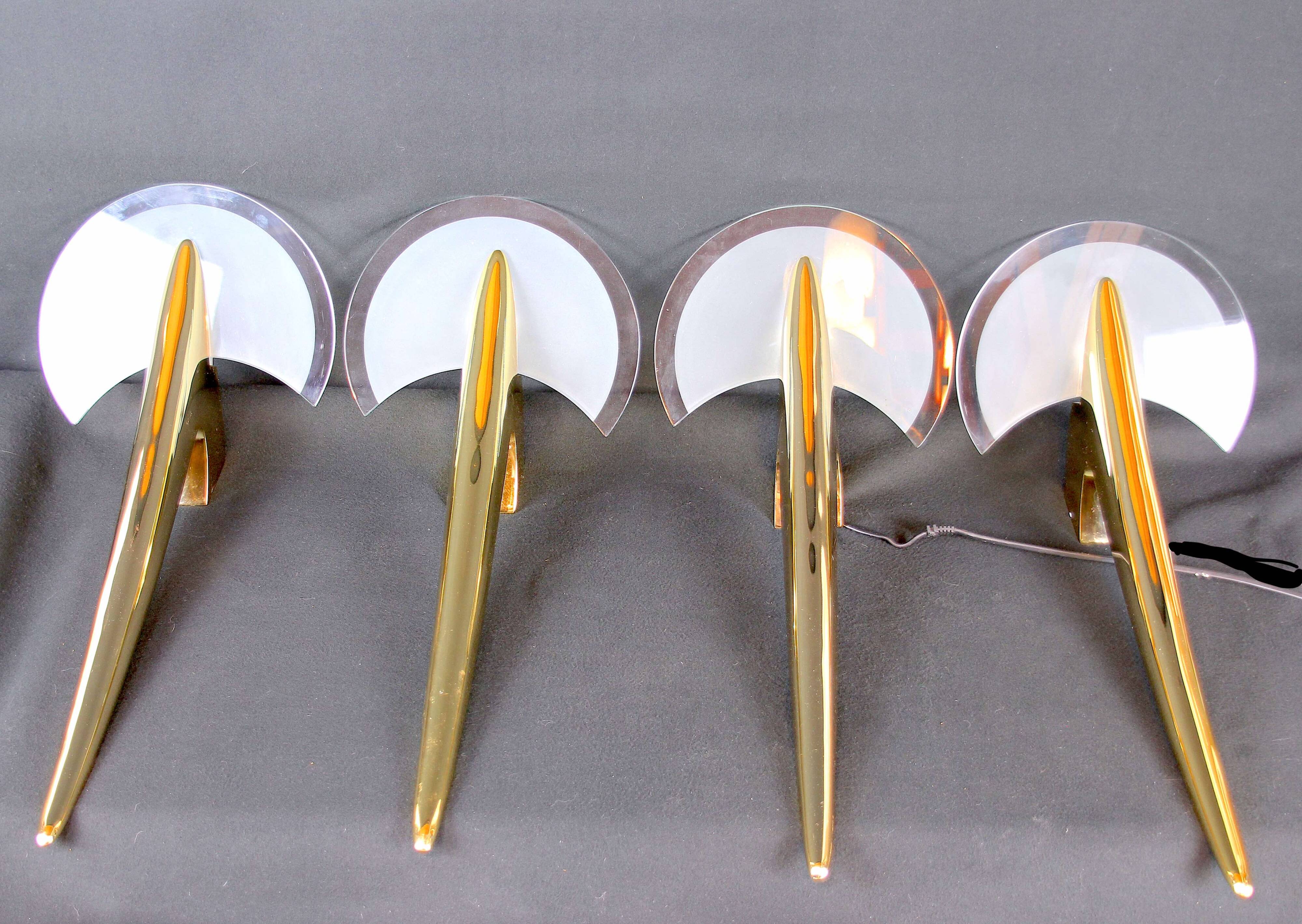 Metalarte - TallerUno by Joan Auger, Large pair of metal and glass wall lights Spain