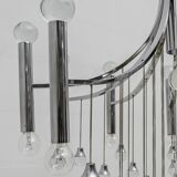 Mid-Century Modern Italian Chrome and Glass Chandelier, 1970