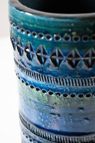 Vase bleu italien par Bitossi