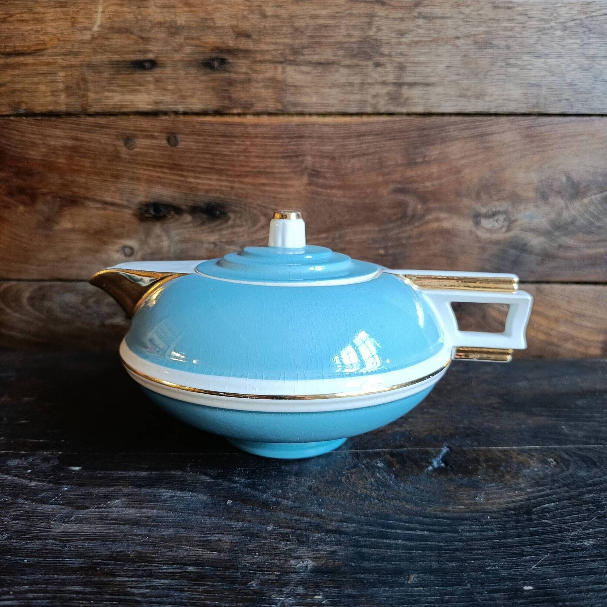 French Art Deco tea set for two – Turquoise blue