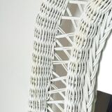 Large framed white wicker mirror 1970s  57x72cm