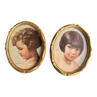 Paire de portraits anciens