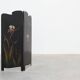 Art Nouveau Black Lacquered Two-Panel Screen with Hand-Painted Irises, Fran