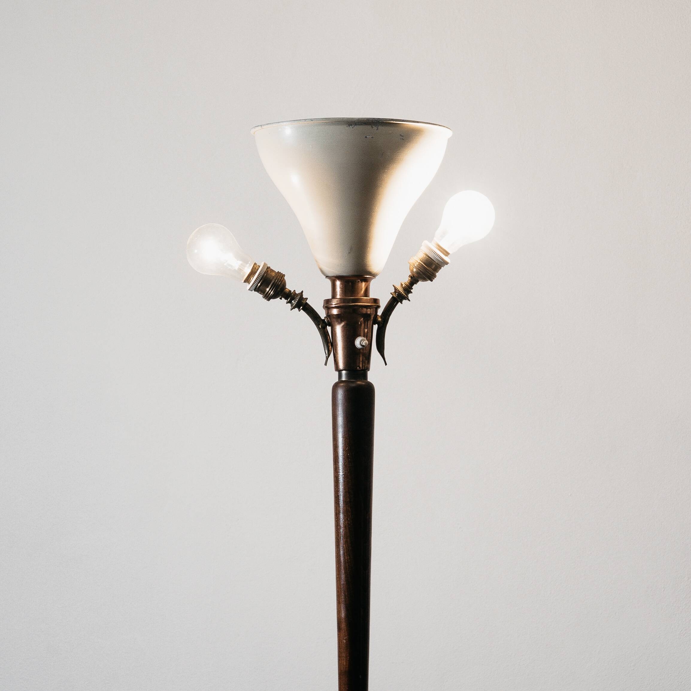 Tripod floor lamp 1950s wooden base
