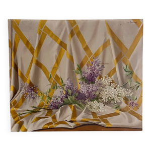 Peinture ancienne, huile - fleurs