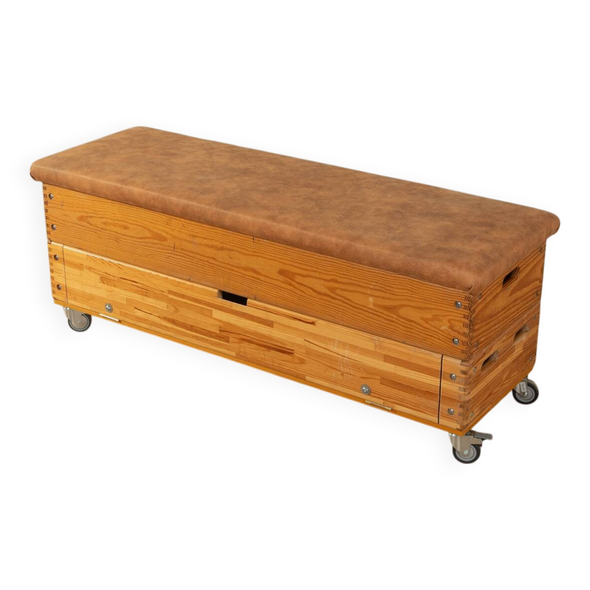 Unique storage chest as a storage cabinet and bench.