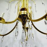 Lustre 5 lumières en laiton et cristal