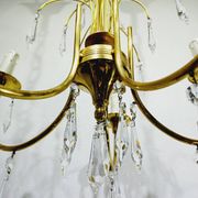 Lustre 5 lumières en laiton et cristal