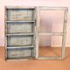 Old wall showcase in original white-blue patina Burmese teak