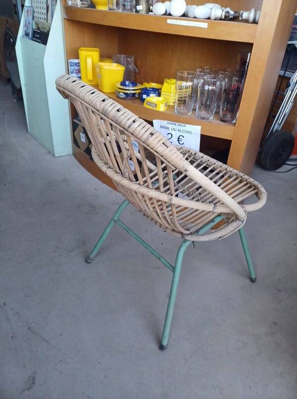 Fauteuil osier vintage 1950/70