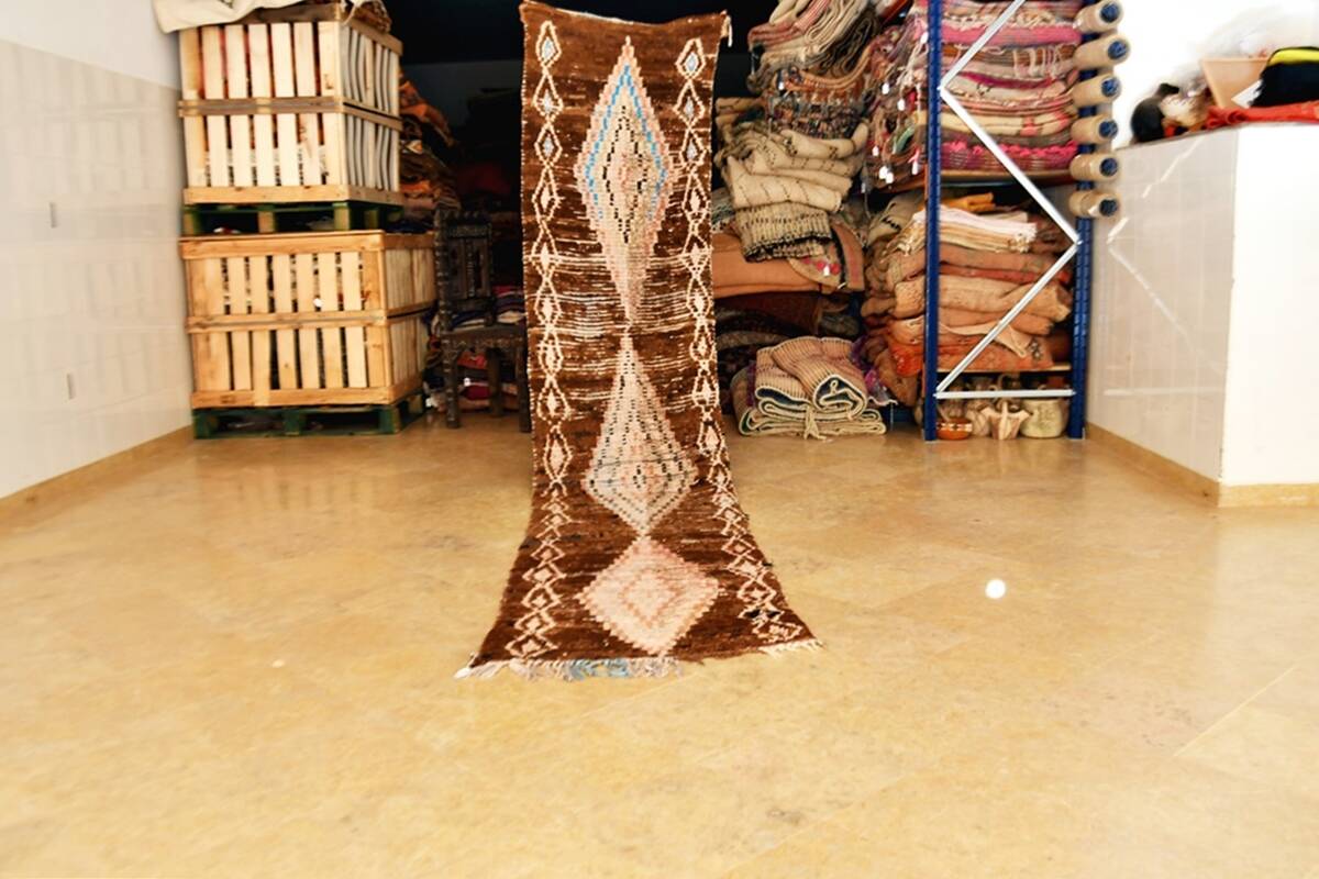 Moroccan Berber vintage hallway rug 336 x 75 cm