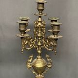 Pair of Renaissance style candlesticks. Solid bronze.