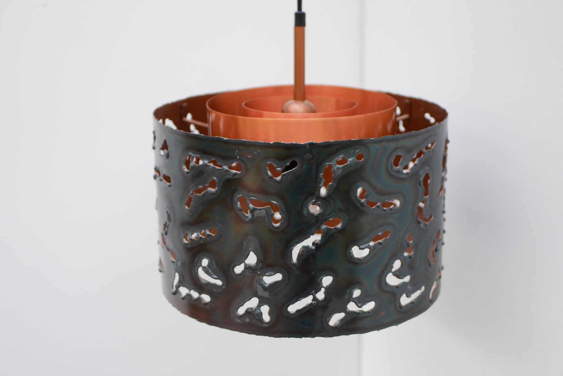 Brutalist copper pendant lamp from Boréns, 1970s