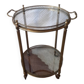 Desserte roulante en laiton avec plateau amovible