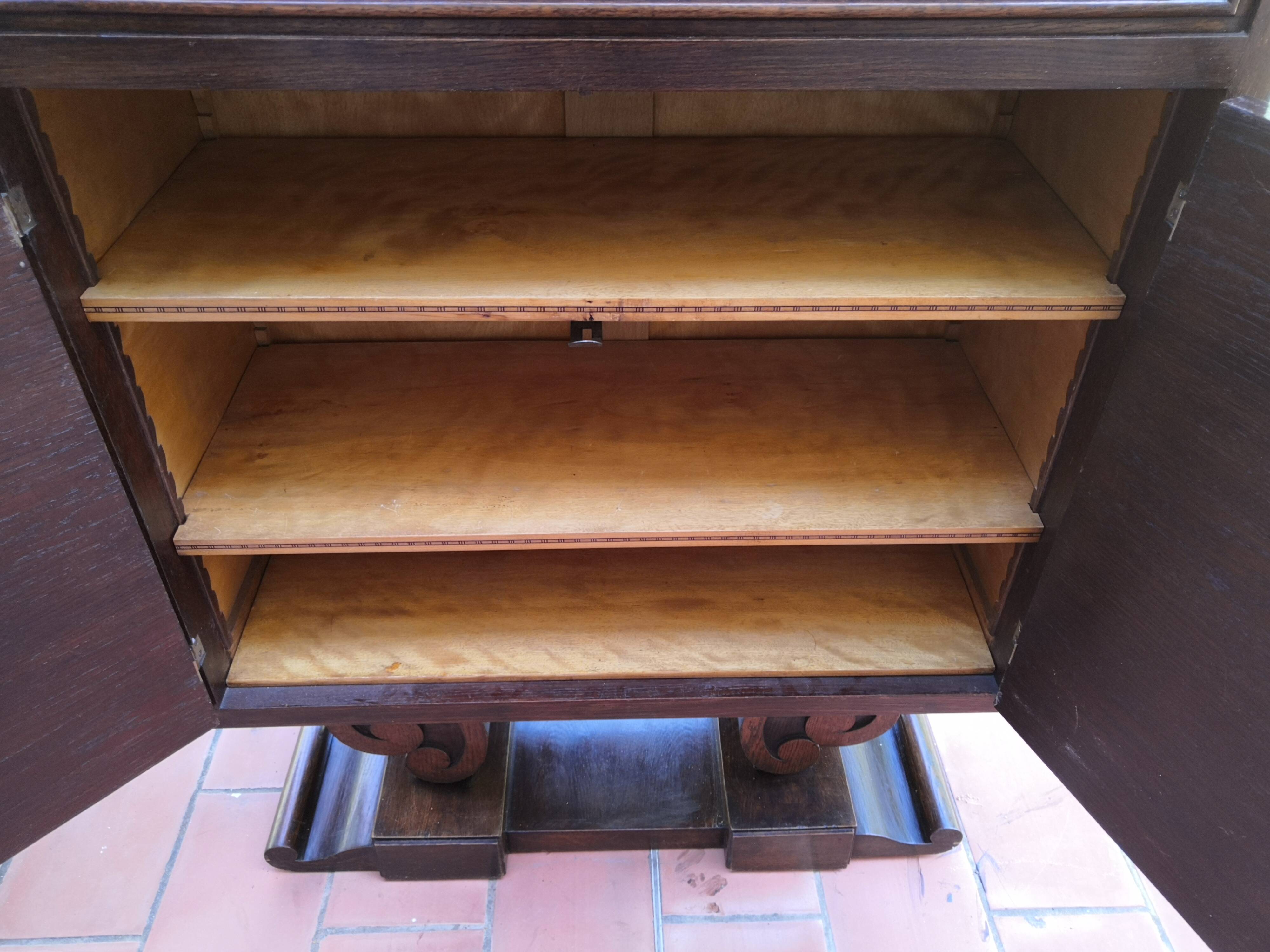 Vintage Art Deco carved bar cabinet