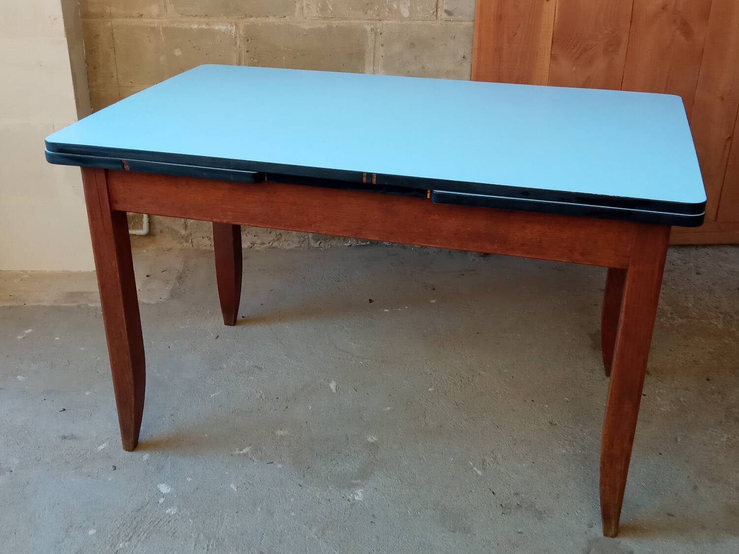 Formica and oak table, extendable, 1950s