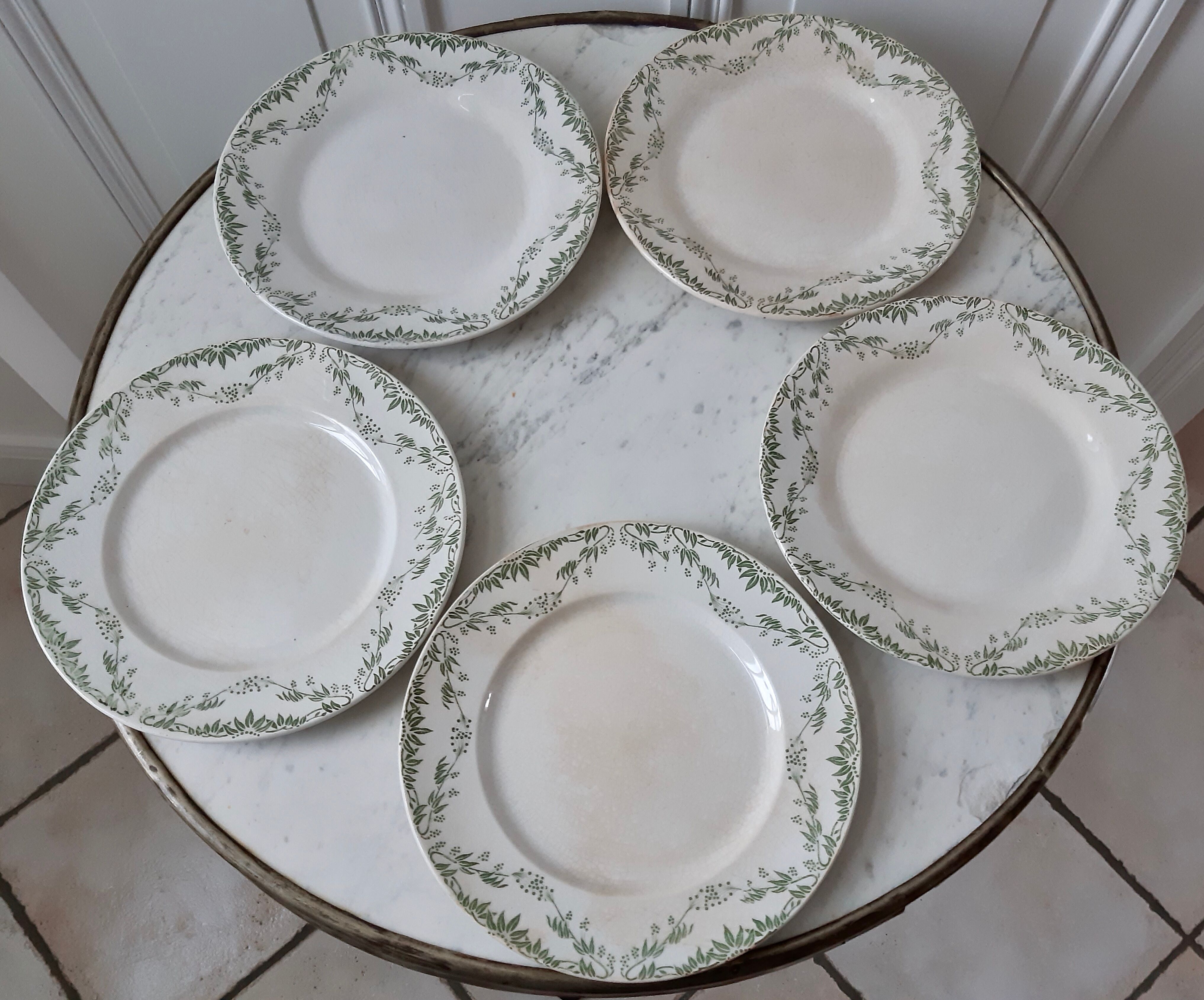 Set of 5 dessert plates Creil Montereau