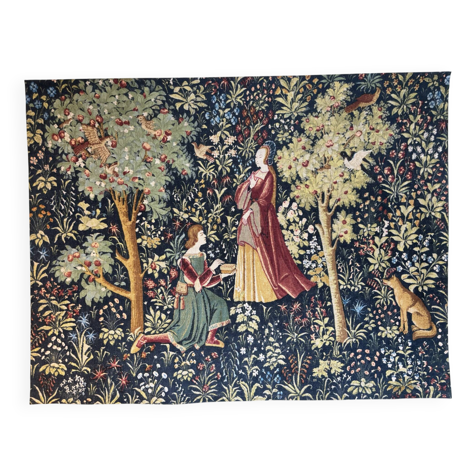 Large tapestry Robert Four Aubusson – Medieval Orchard – 140 x 190 cm