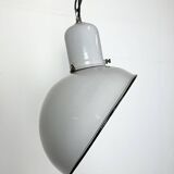 Industrial Grey Enamel Factory Pendant Lamp, 1960s