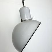 Lampe à suspension industrielle en émail gris, années 1960