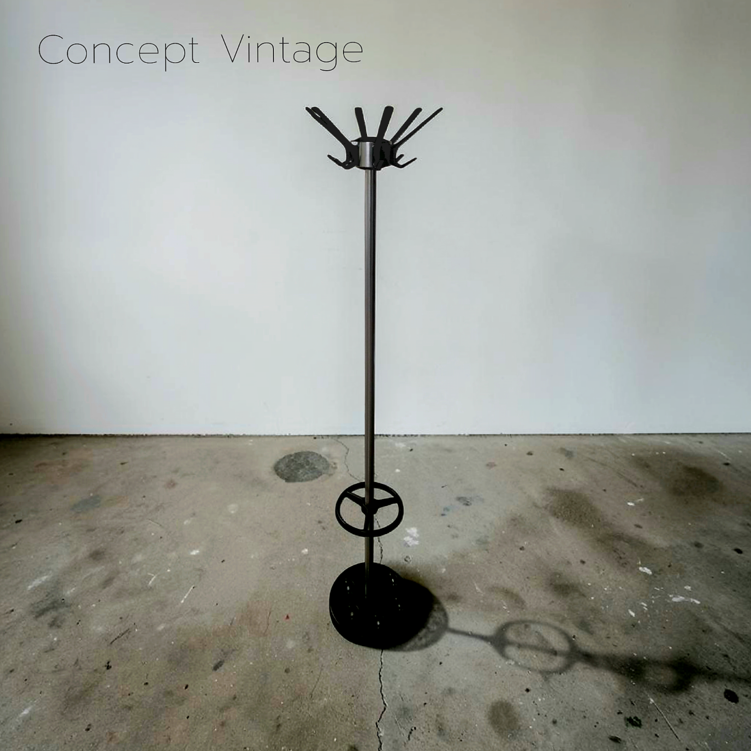 Industrial design coat rack in brushed aluminium - Circa 1990