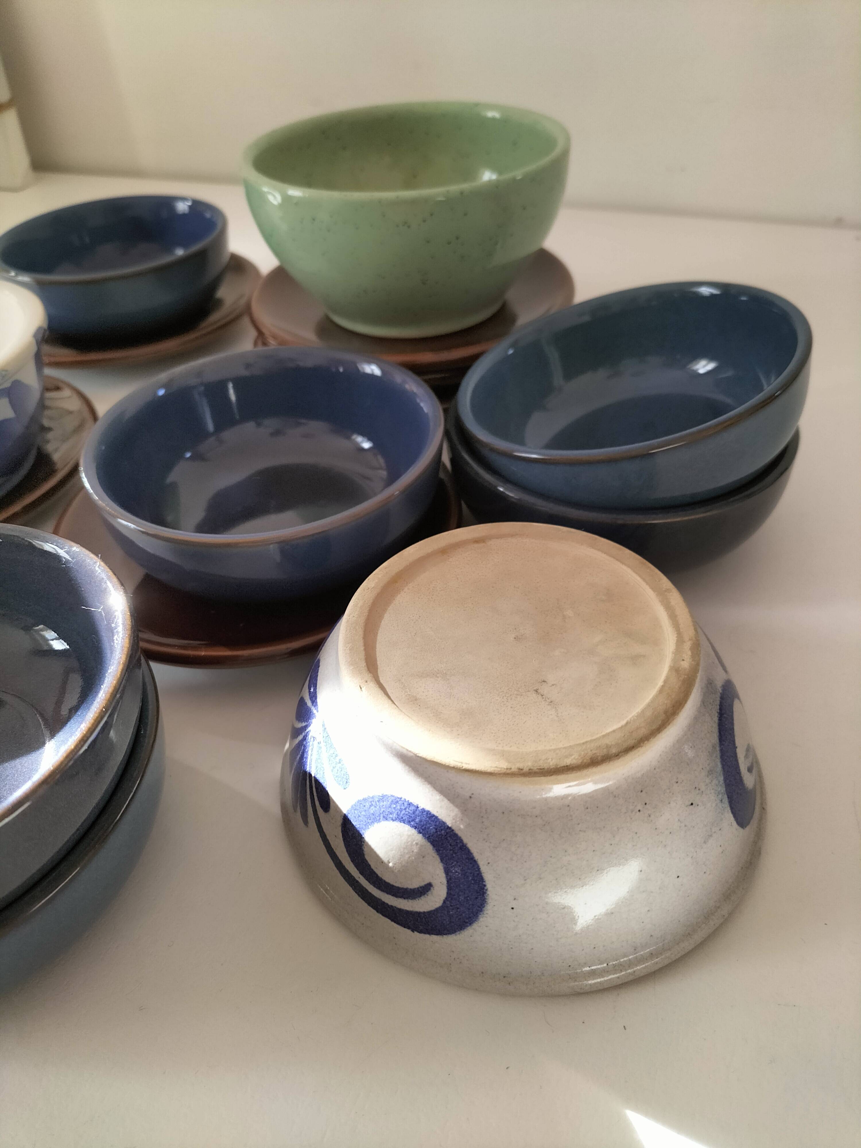 Vintage blue bowl mix & match set – country breakfast spirit