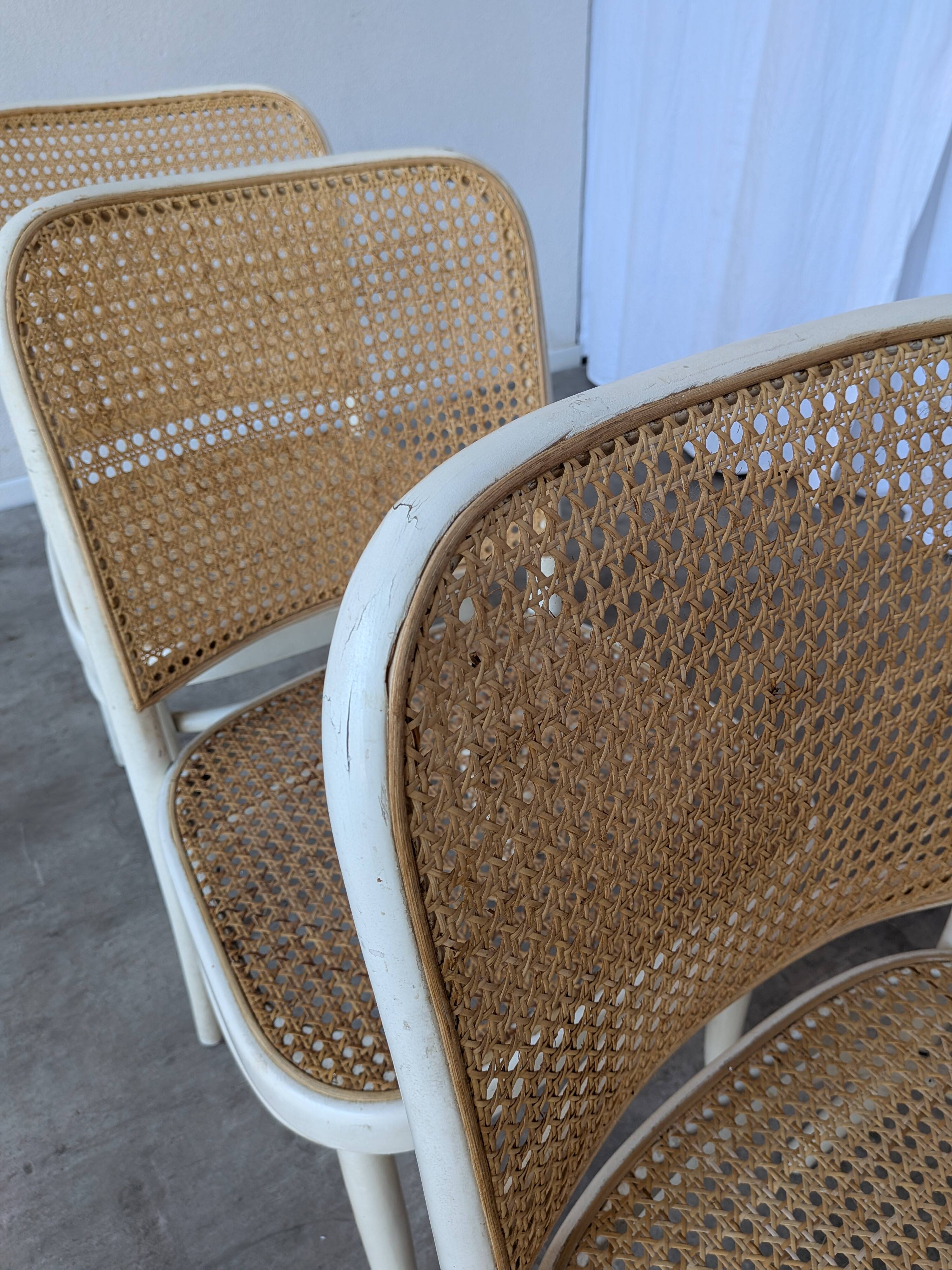 Set of 4 Thonet Style 811 Cane Chair: Josef Hoffman Mid-Century Modern Furn
