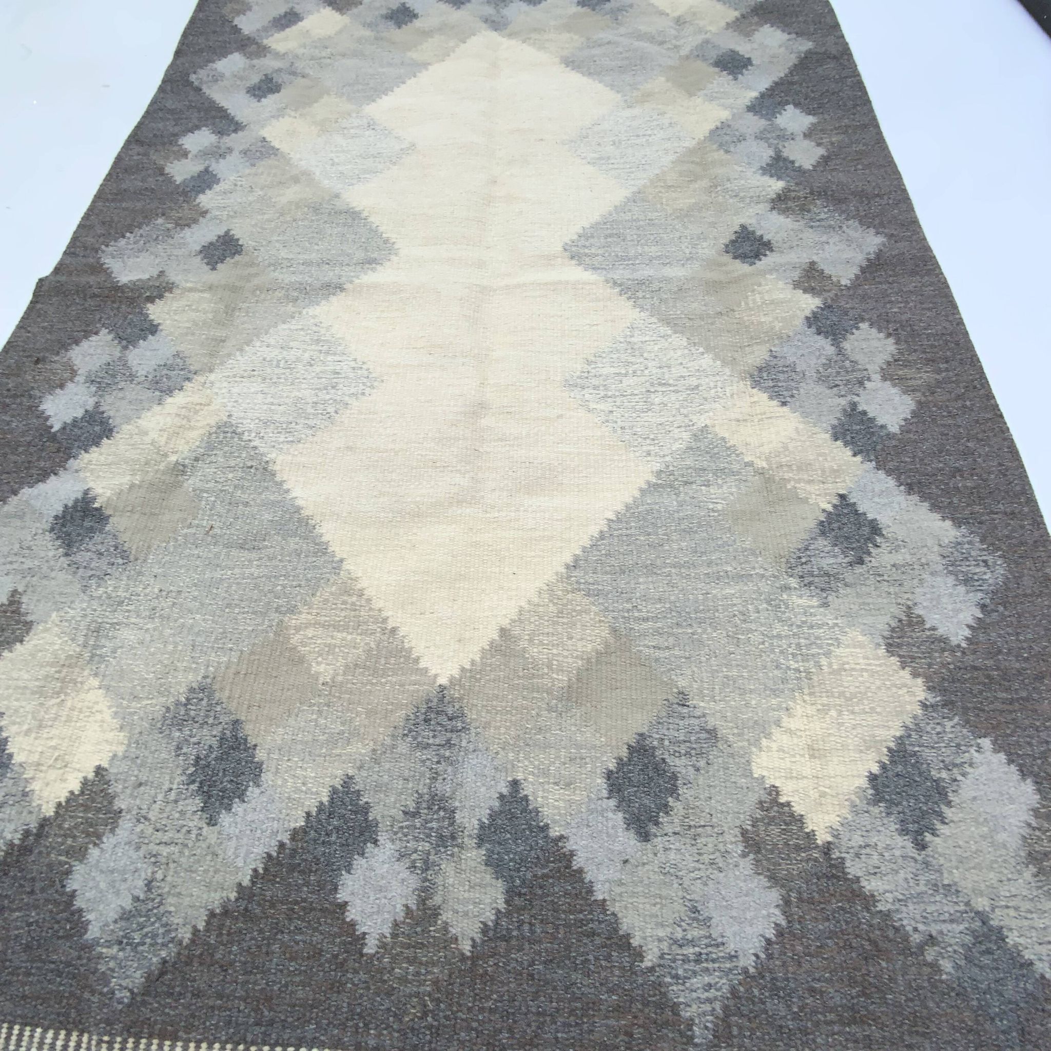 Mid-century swedish kilim röllakan rug by brita svefors for axeco 1960