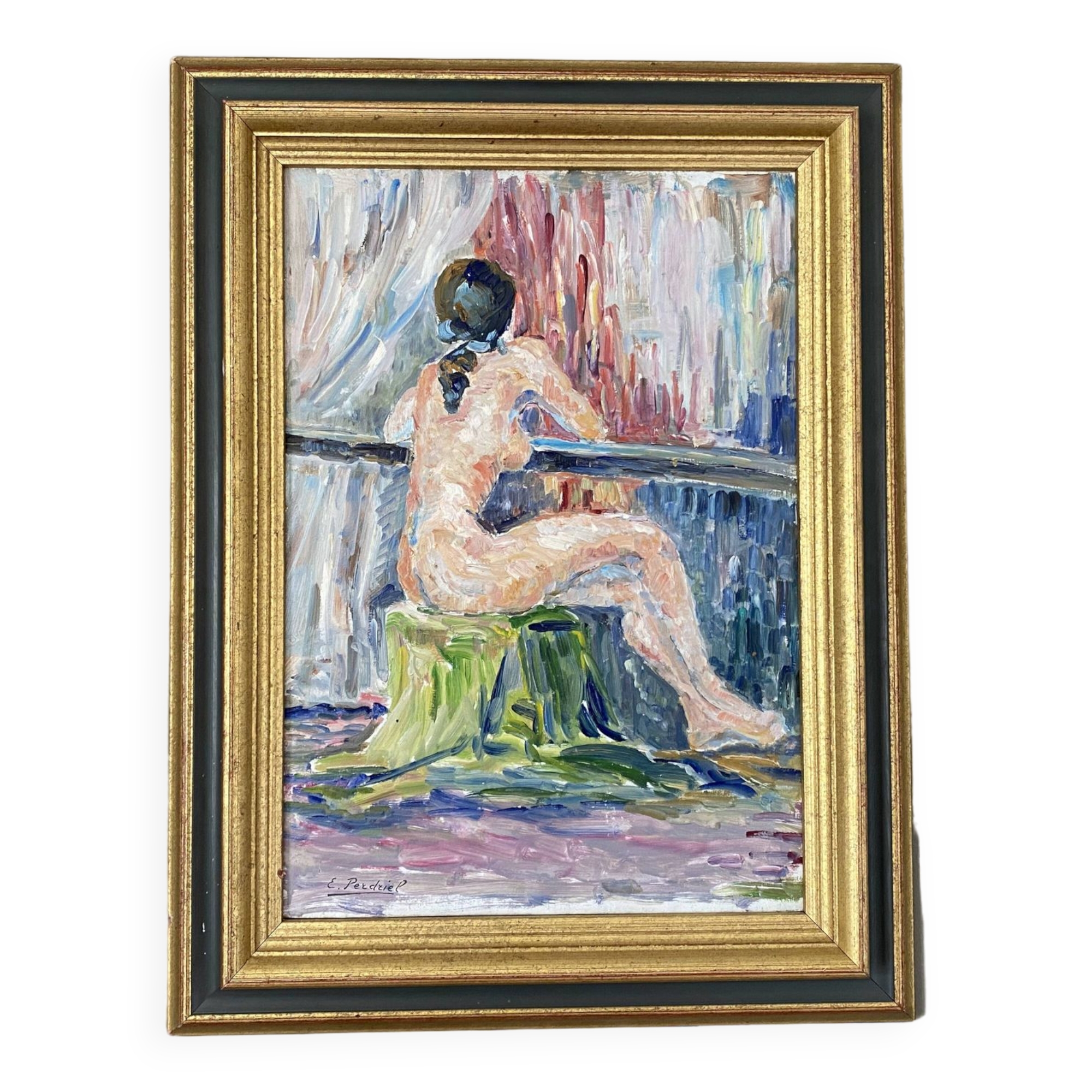 Nude from behind. 1978. Framed oil. 60x46.