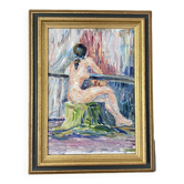 Nude from behind. 1978. Framed oil. 60x46.