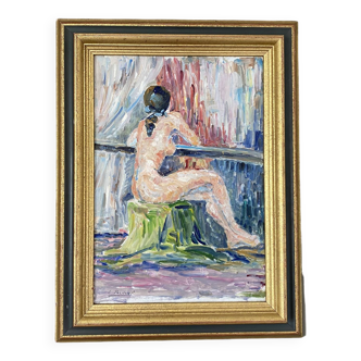 Nude from behind. 1978. Framed oil. 60x46.