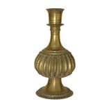 Antique bronze vase with black and red geometric patterns, 13x25cm.