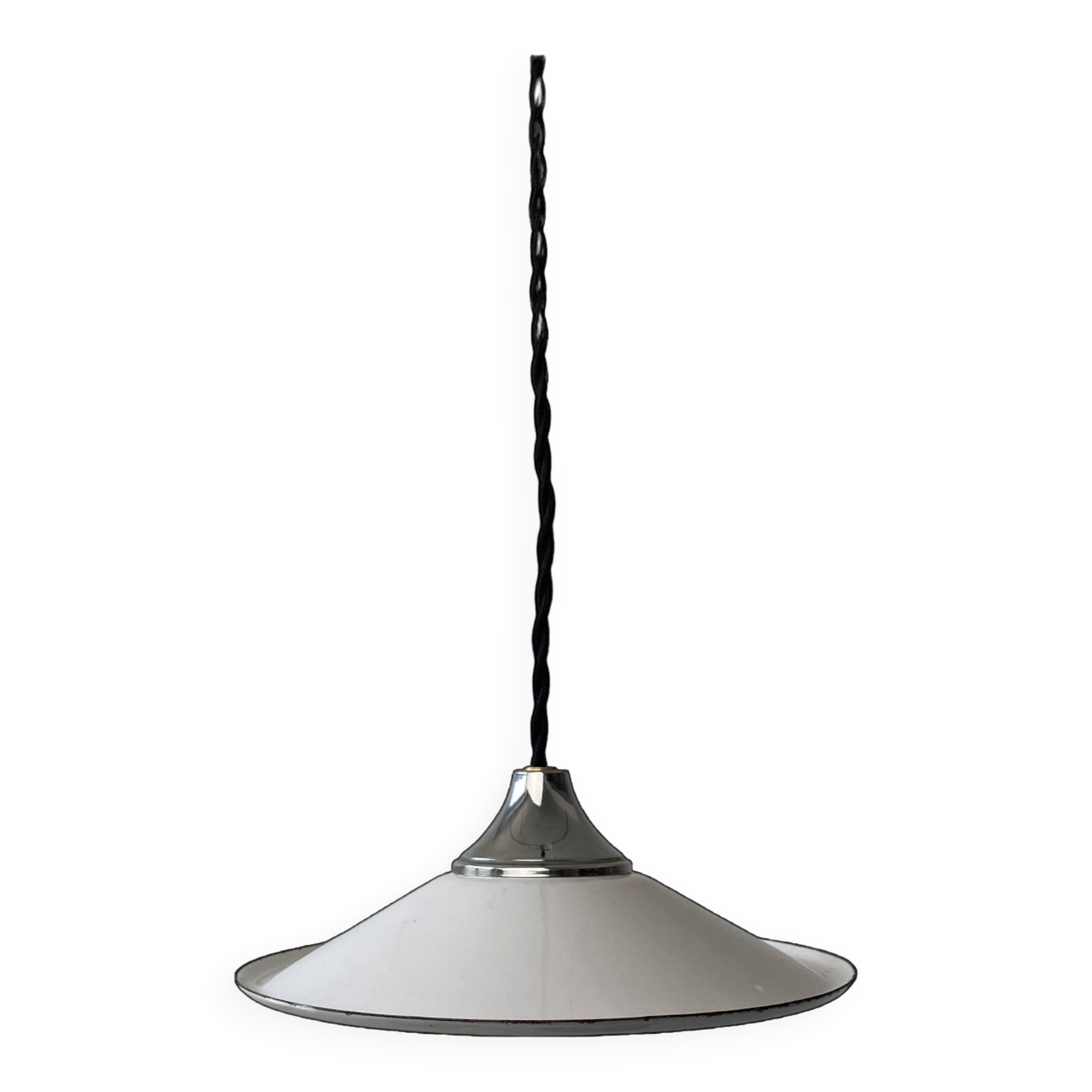 OLD SMALL INDUSTRIAL WHITE ENAMEL PENDANT