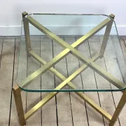 Pair of Italian brass and glass side tables from the 1970s.