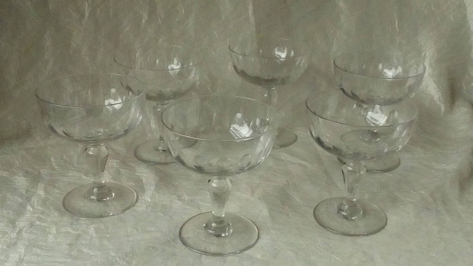 Antique faceted glass champagne coupes
