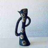 Brutalist bronze vase, the signs of the zodiac