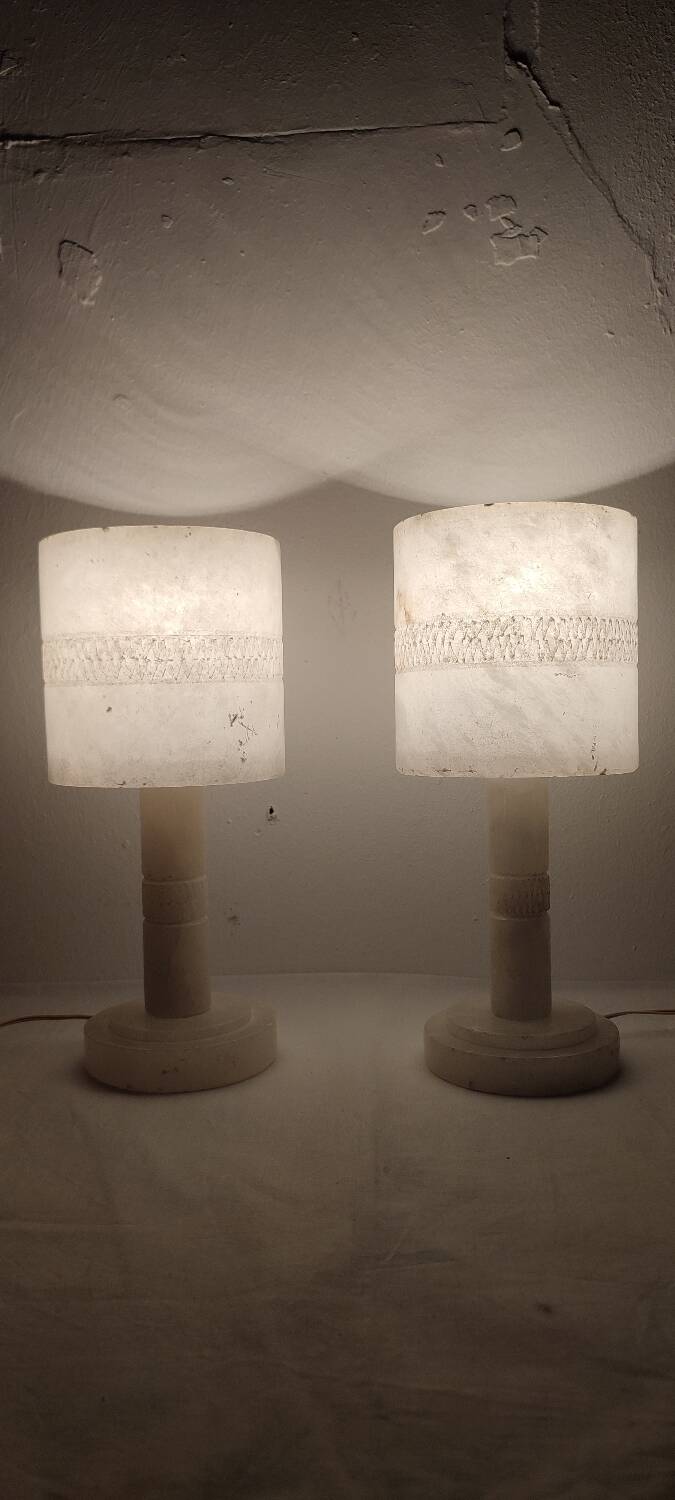 Paire de lampes de table en marbre. Espagne, années 1960.