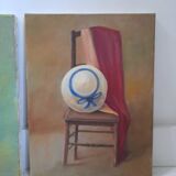 2 x huile sur toile nature morte tableau