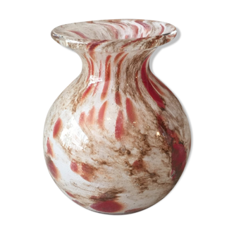 Vase made of glass paste of red beige and brown color