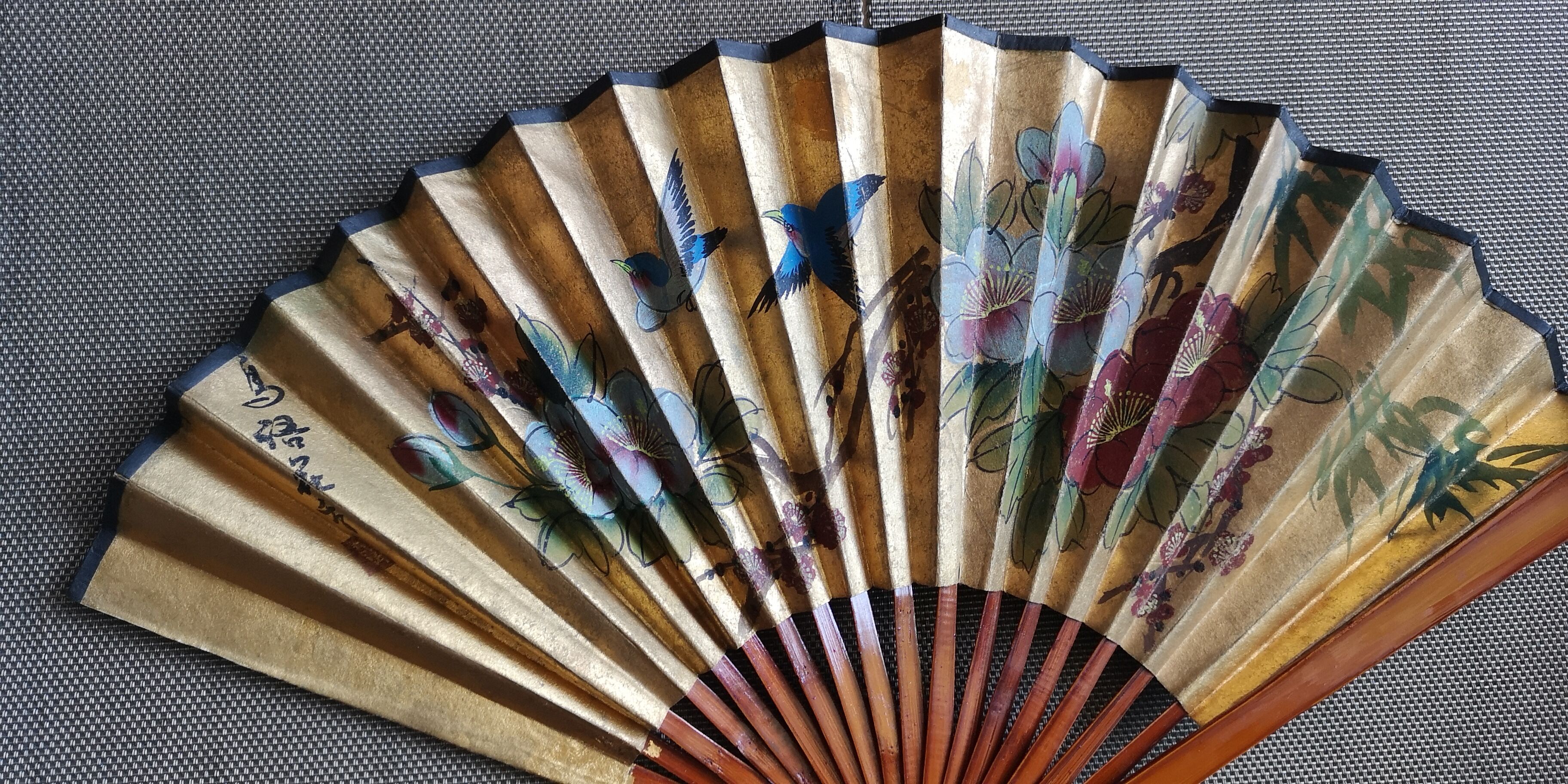 Eventail lacquered bamboo and hand wallpaper - china - 2nd half 20th century