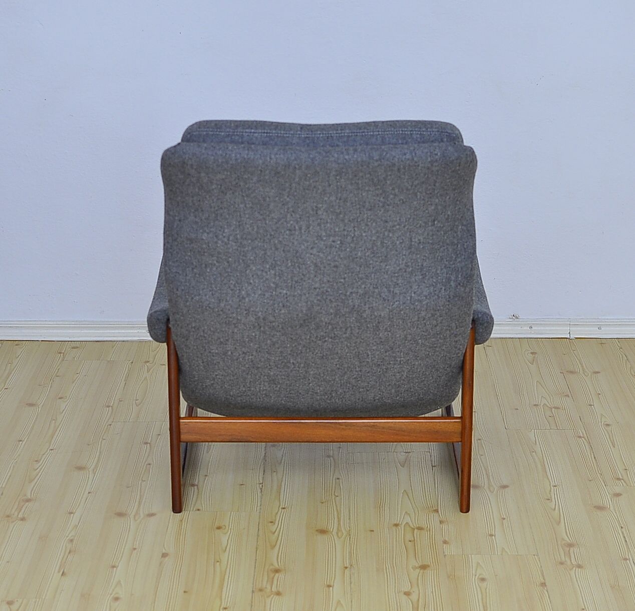Scandinavian Rosewood Wingback Armchair with Wool Upholstery, 1960