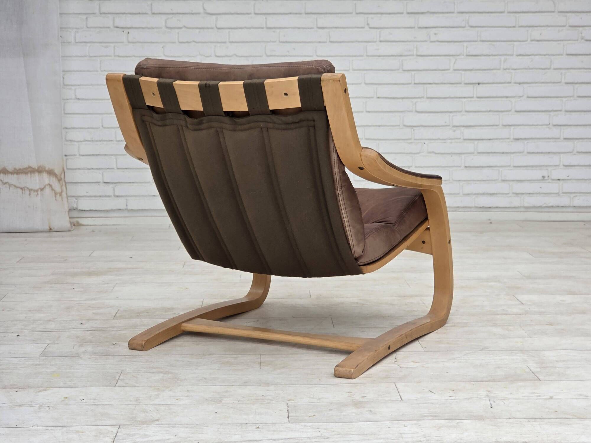 1970s, Swedish design by Åke Fribytter, armchair, leather, bentwood.